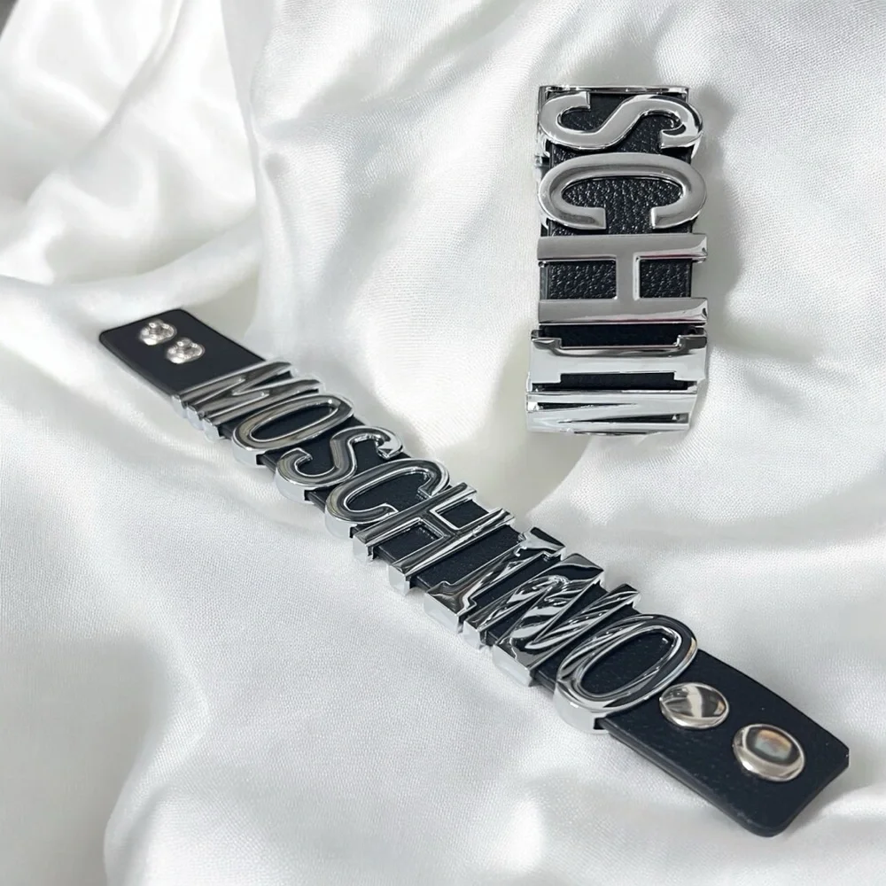Luxury  Black and Silver Logo Bracelet Duo☑️